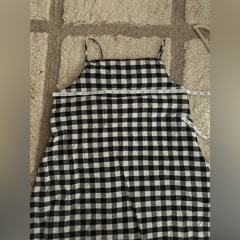 Zara Linen Blend Gingham Black and White Shift Dress Large - Picture 2 of 6